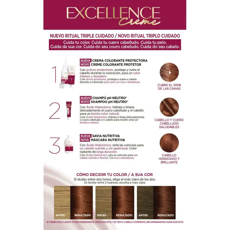 L'Oréal Paris Excellence Creme Trvalá farba na vlasy – odtieň 6.46 Tmavá medená mahagónová blond