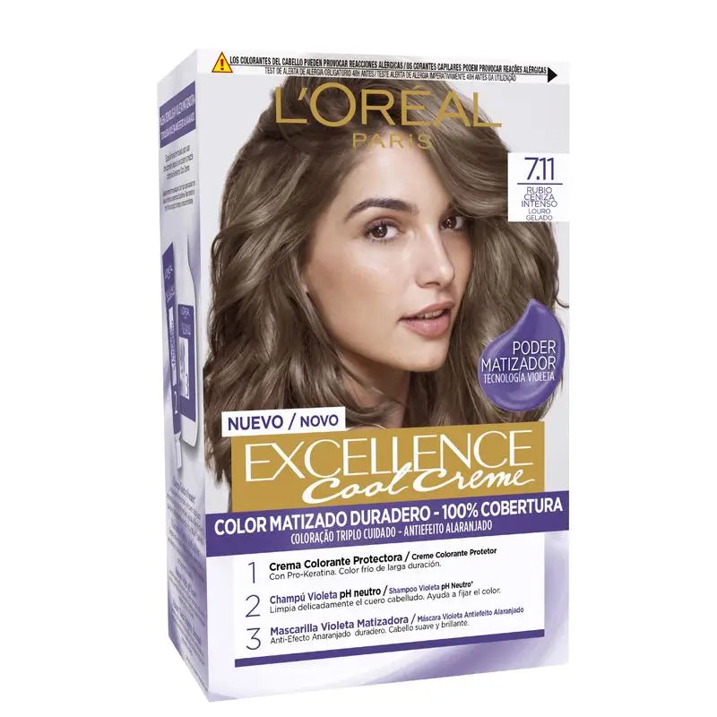 L'Oréal Paris Excellence Creme Trvalá farba na vlasy – odtieň 7.11 Intenzívna popelavá blond