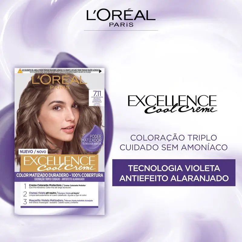 L'Oréal Paris Excellence Creme Trvalá farba na vlasy – odtieň 7.11 Intenzívna popelavá blond
