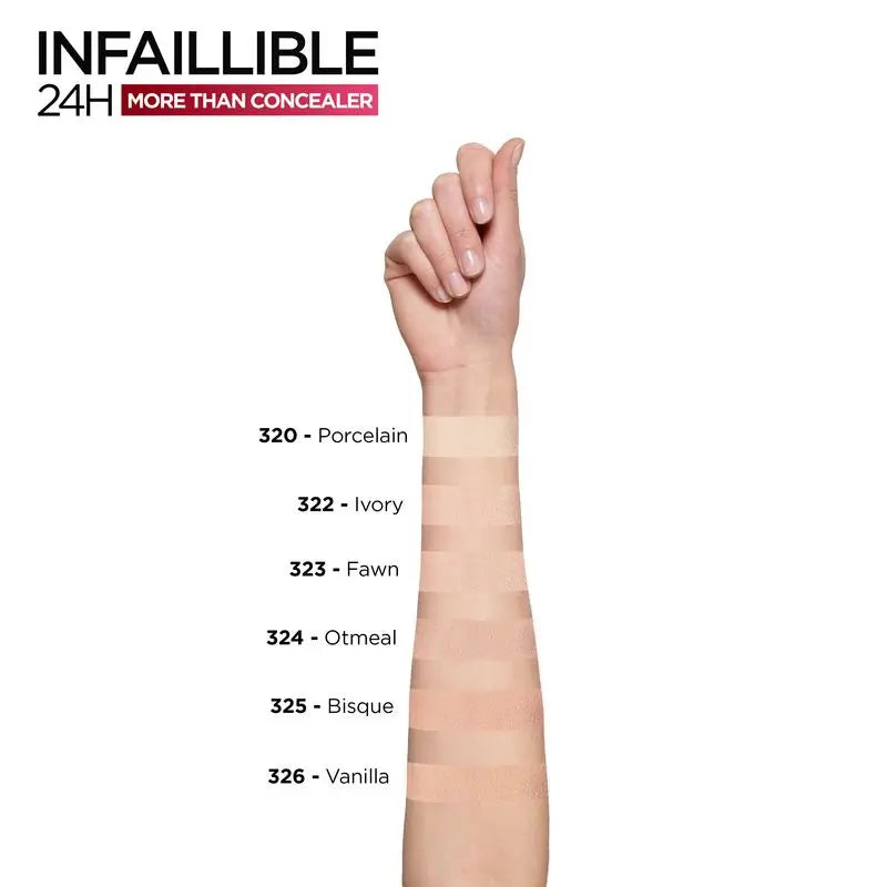 L'Oréal Paris Infalible More Than Concealer – korektor s plným krytím, odtieň 325 Bisque/Bisque, 11 ml