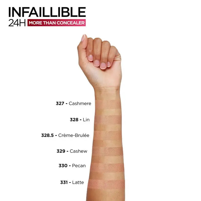 L'Oréal Paris Infalible More Than Concealer Korektor s plným krytím, odtieň 329 Cashew/Cajou, 11 ml