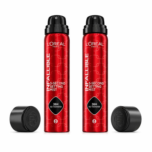 L'Oréal Paris Fixačný sprej Infaillible s 36-hodinovou výdržou, odolný voči vode a mastnote, balenie po 2 ks