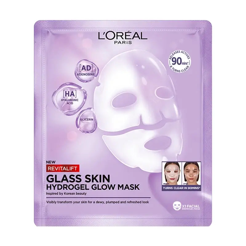 L'Oréal Paris Tissue Mask Revitalift Filler Glass Skin – hydrogélová pleťová maska, 1 ks