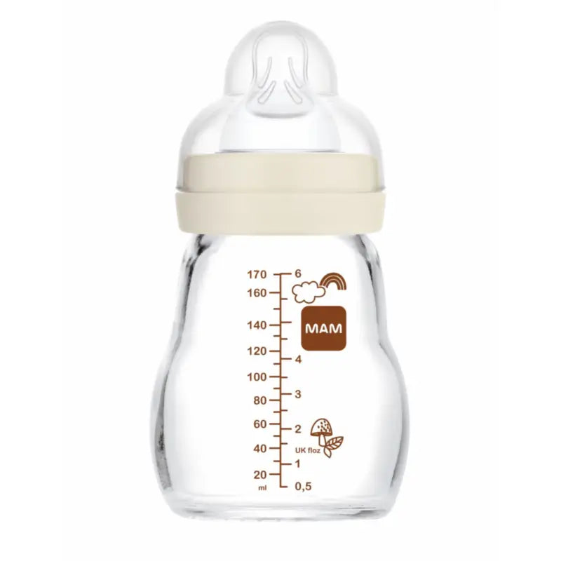Mam Baby sklenená fľaša Feel Good, neutrálna, matná, 170 ml