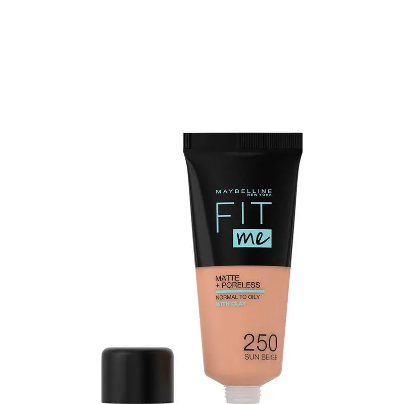 Maybelline New York Podkladový krém Fit Me Mate s efektom zúženia pórov, odtieň 250 Sun Beige, prispôsobí sa tónu a štruktúre stredne tmavej pleti – 30 ml