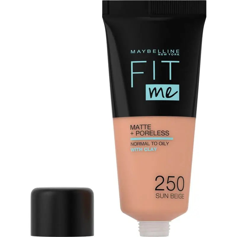 Maybelline New York Podkladový krém Fit Me Mate s efektom zúženia pórov, odtieň 250 Sun Beige, prispôsobí sa tónu a štruktúre stredne tmavej pleti – 30 ml