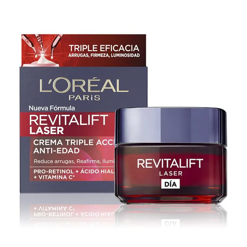 L'Oréal Paris Revitalift Laser, intenzívny denný krém proti starnutiu s vitamínom C, pro-retinolom a kyselinou hyalurónovou, 50 ml