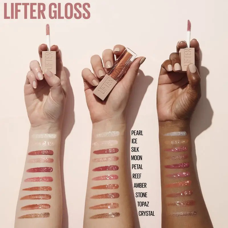 Maybelline New York Lifter Gloss lesk na pery, odtieň 02 Ice. Intenzívna hydratácia a plné pery.