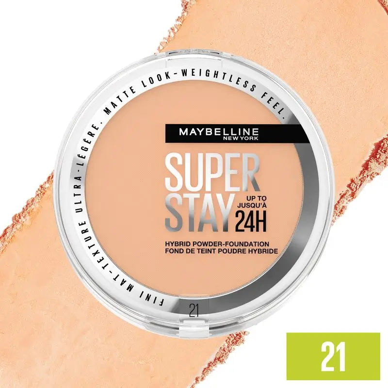 Maybelline New York Superstay Hybrid 24H púderový podklad pod make-up, super krycie, super ľahký, až 24 hodín, odtieň 21