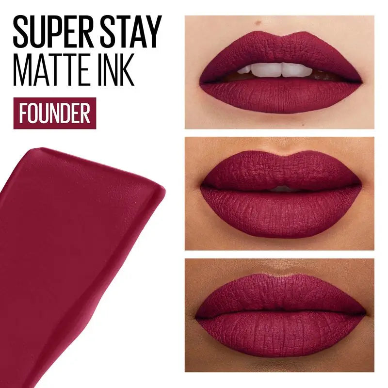 Maybelline New York Superstay Matte Ink – matná rúž s dlhotrvajúcim účinkom, odtieň 115 Founder, farba víno