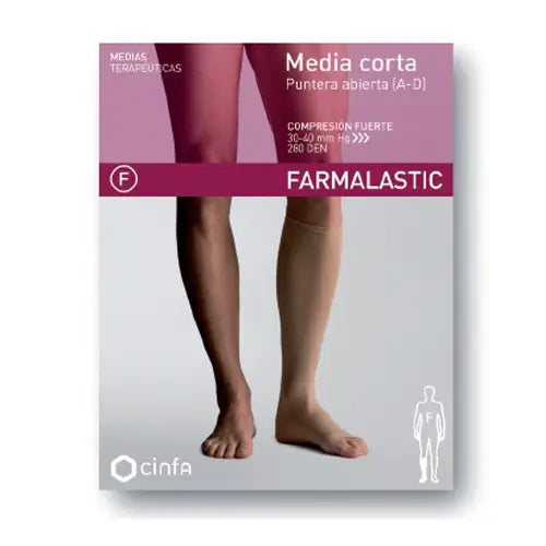 Farmalastic Short Stocking Compression Strong Open Toe Beige, Size XL