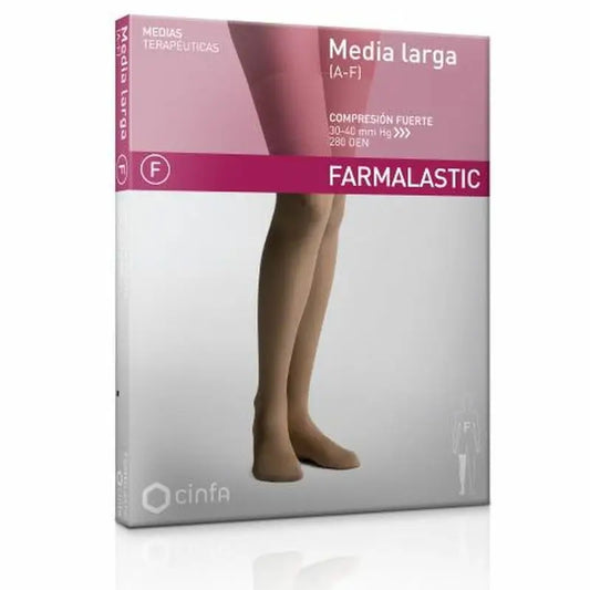 Farmalastic Long Stocking Compression Strong Beige, Large Size