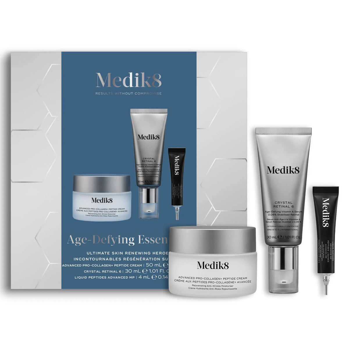 Medik8 Age-Defying Essentials Pack – peptidy, Retinal 6 a LPA