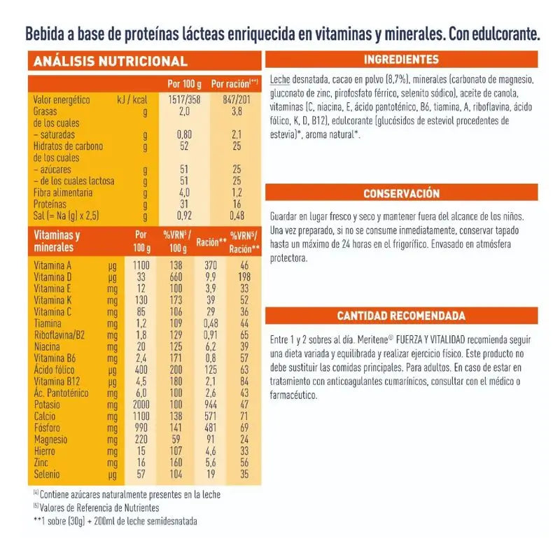 Meritene Sila a vitalita – kokteil s príchuťou vanilky, 2x15 vrecúšok, 30 g
