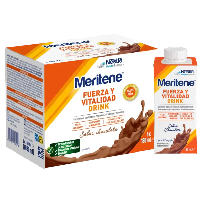 Meritene Sila a vitalita – nápoj s príchuťou čokolády, balenie 2 škatule, 6 × 180 ml