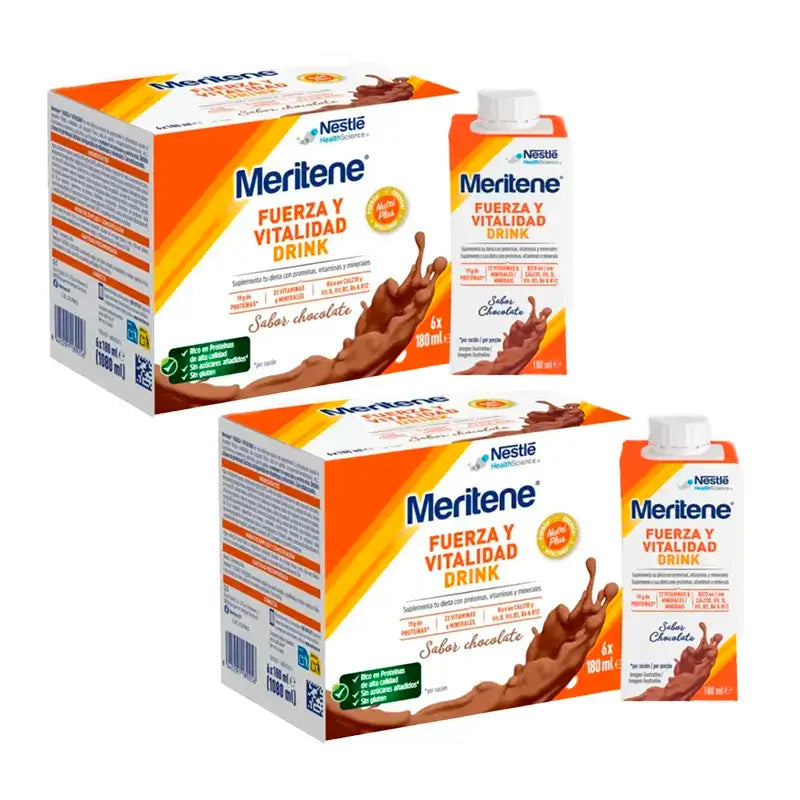 Meritene Sila a vitalita – nápoj s príchuťou čokolády, balenie 2 škatule, 6 × 180 ml