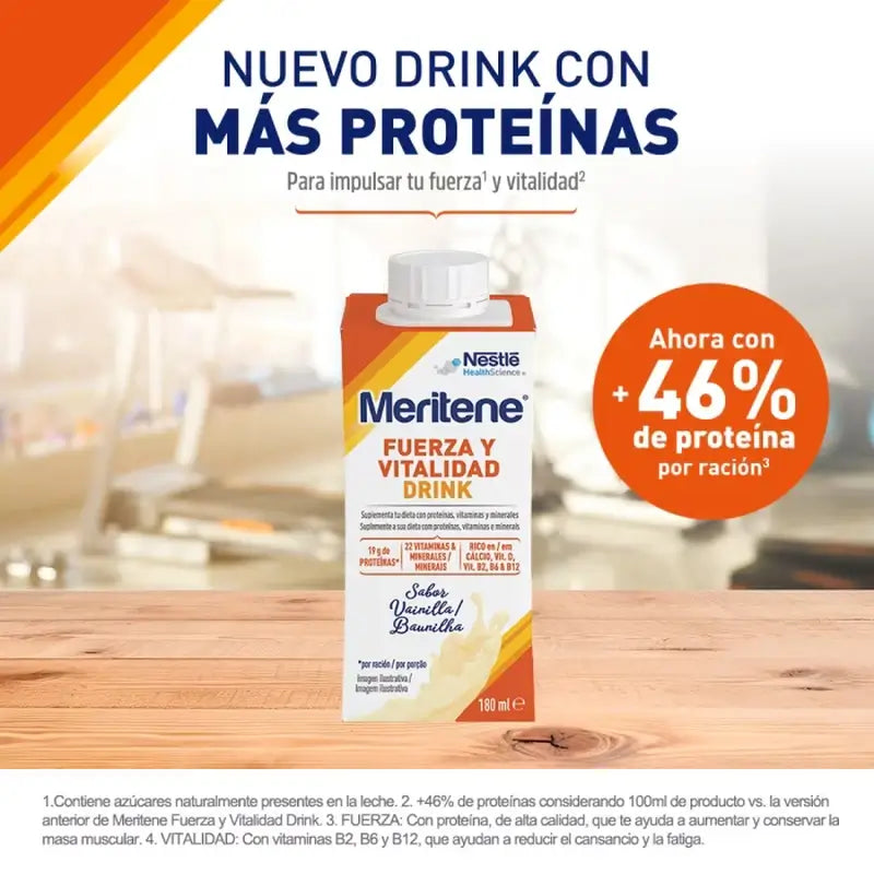 Meritene Nápoj pre silu a vitalitu s príchuťou vanilky, balenie 3 krabice, 6 x 180 ml