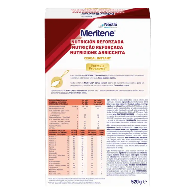 Meritene Výživovo obohatené instantné cereálie – ovocná zmes, 1 vrecúško s hmotnosťou 520 g