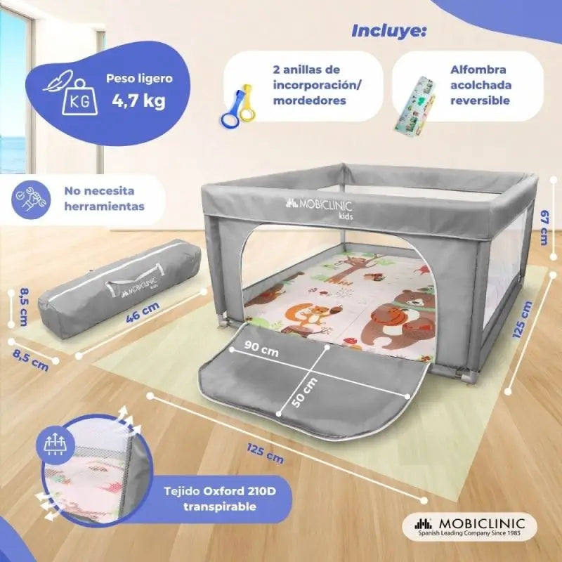 Mobiclinic Skladací detský ihrisko Happyland, šedé