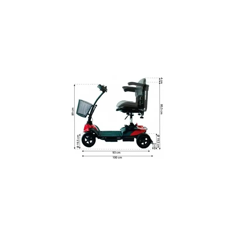 Mobiclinic Skúter pre osoby s obmedzenou pohyblivosťou – dojazd 10 km – 4 kolesá – kompaktný a rozložiteľný – 12 Ah – 250 W – Virgo – Mobiclinic 