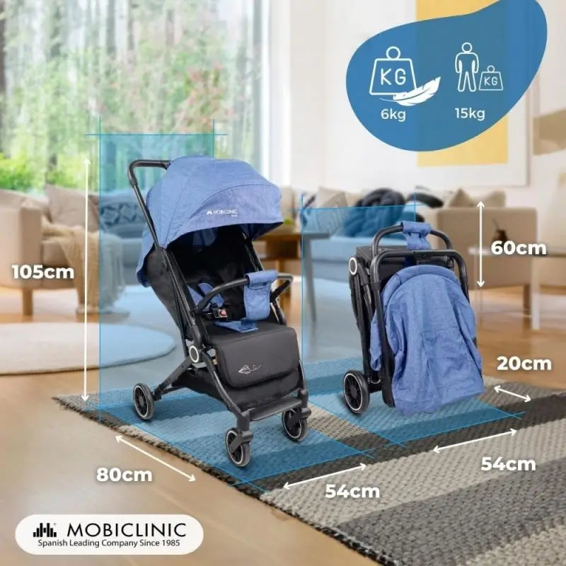 Mobiclinic Skladací kočík Elefant 15 kg, modrý