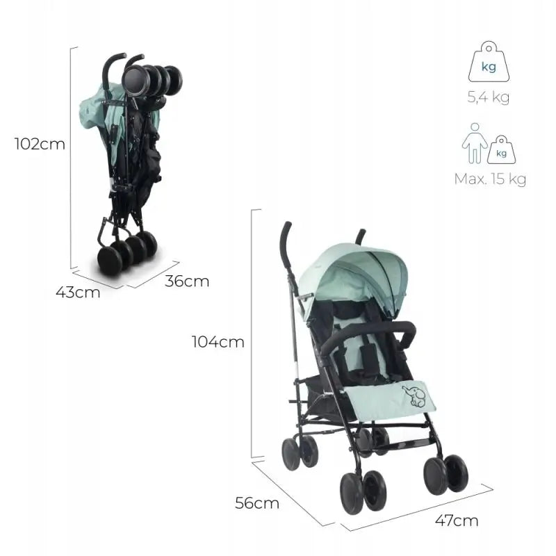 Mobiclinic Skladací kočík Elefant 15 kg, zelený 