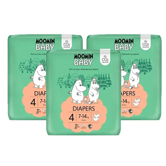 Plienky Moomin Baby, veľkosť 4, 3 balenia po 42 kusov