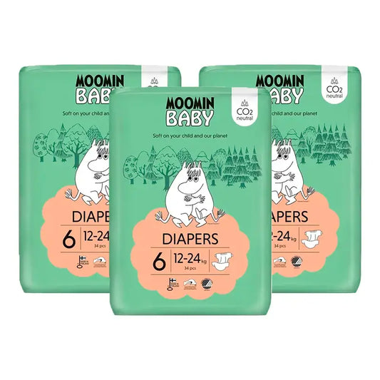 Plienky Moomin Baby, veľkosť 6, 3 balenia po 34 kusov