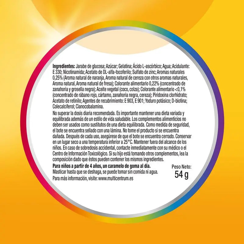 Multicentrum Vitagomis Junior – multivitamínový prípravok pre deti s príchuťou čerešní, pomarančov a jahôd, 30 g želé