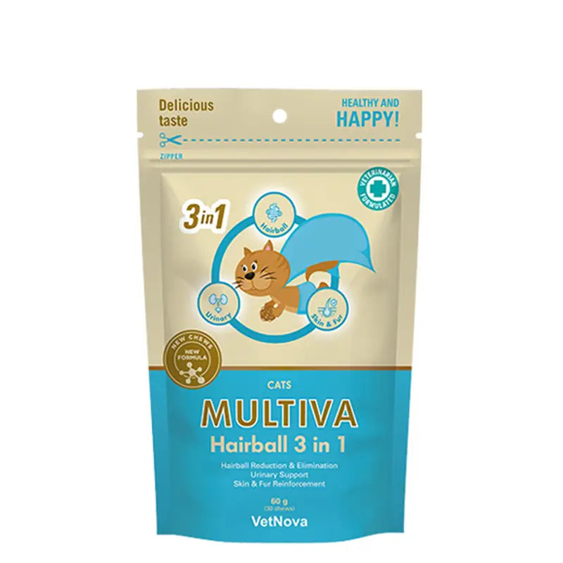 Multiva Hairball 3 v 1, 30 žuvacích tabletiek