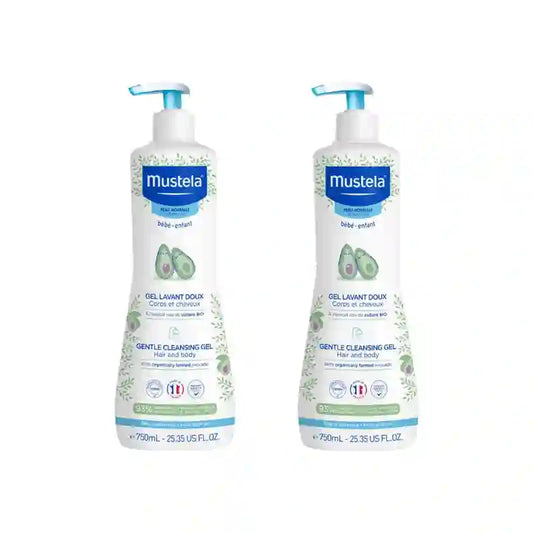 Mustela jemný sprchový gél s bio avokádom, 2 × 750 ml 