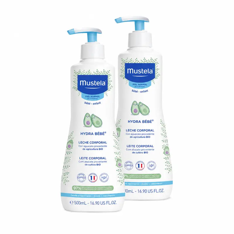 Mustela Hydra Bébé – telové mlieko s bio avokádom, balenie 2 x 500 ml