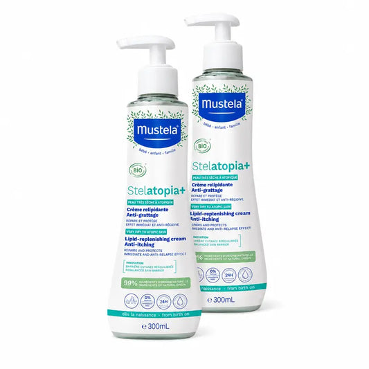 Mustela Stelatopia + hydratačný krém, balenie 2 x 300 ml