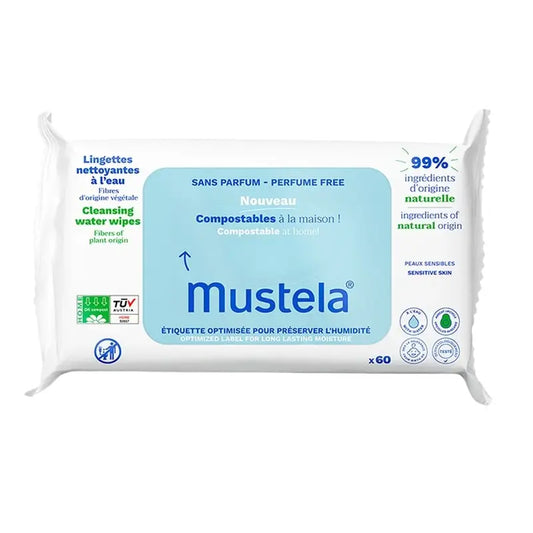Mustela BIO bavlnené vlhčené utierky, 60 kusov