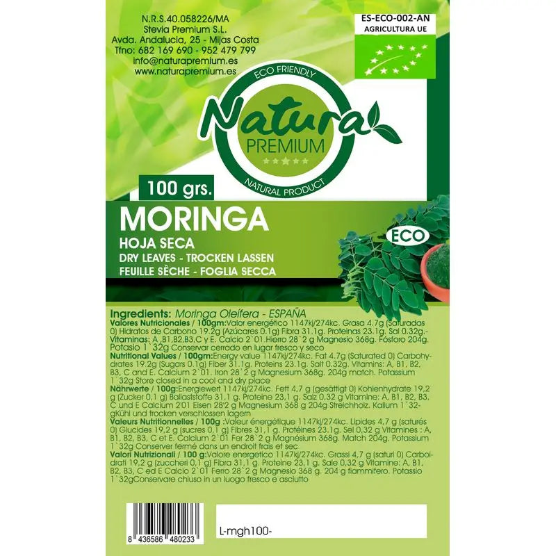 Natura Premium Moringa – sušené listy, bio, 500 g