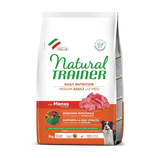 Natural Trainer Canine Adult Medium Buey 3 kg, krmivo pre psov