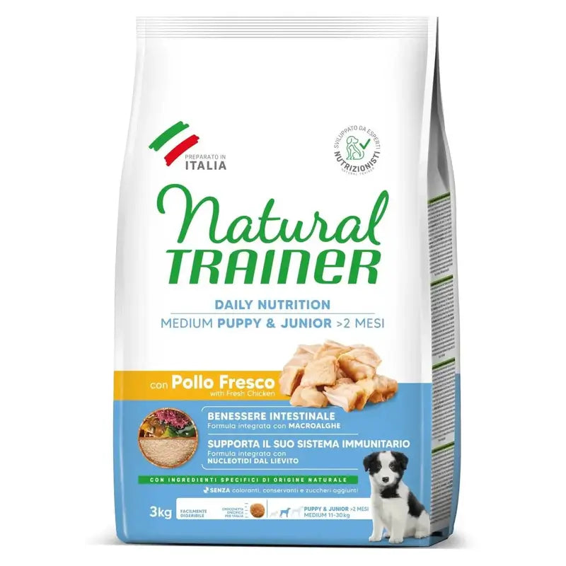 Natural Trainer Krmivo Nt Dog Med/Max Puppy&Jun s kuracím mäsom, 3 kg