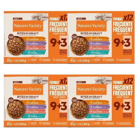 Nature'S Variety Mokré krmivo pre mačky s kuracím mäsom, lososom, morčacím mäsom a tuniakom, multipack, 4 x 1,02 kg