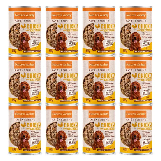 Nature'S Variety Mokré krmivo pre psov, dospelí strednej veľkosti, s kuracím mäsom, jednorazové balenie, 12 x 400 g