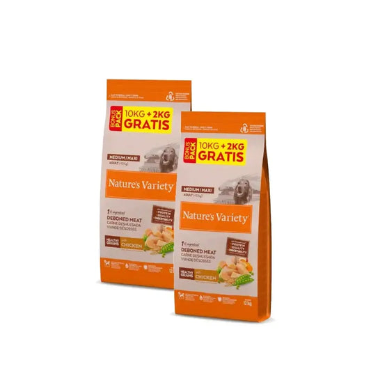 Nature'S Variety Healthy Grain Adult Medium Maxi Kuracie krmivo pre psov, balenie 2 x 10+2 kg