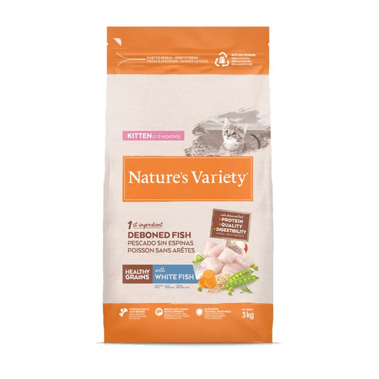Nature'S Variety Healthy Grain Kitten – krmivo pre mačiatka s bielou rybou, 3 kg