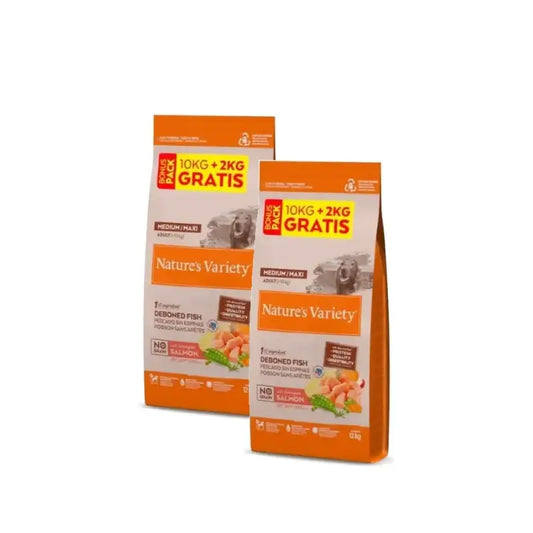 Nature'S Variety No Grain Medium/Maxi – krmivo pre psov s lososom, balenie 2 x 10+2 kg