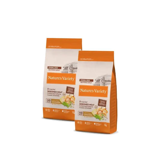 Nature's Variety No Grain Sterilized – krmivo pre mačky s kuracím mäsom, 7 kg, balenie po 2 ks