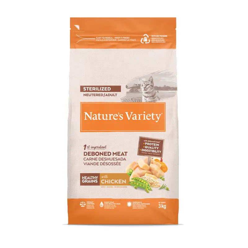 Nature'S Variety Krmivo Healthy Grain pre sterilizované mačky, s kuracím mäsom, prírodné, 3 kg