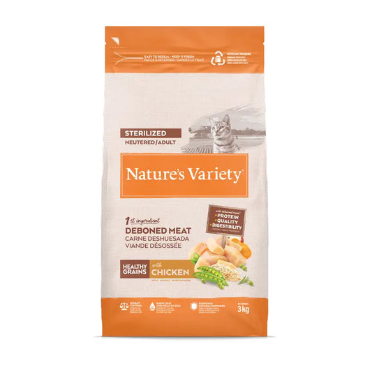 Nature'S Variety Krmivo Healthy Grain pre sterilizované mačky, s kuracím mäsom, prírodné, 3 kg