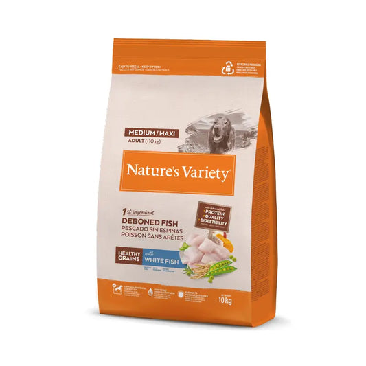Nature'S Variety Krmivo pre psov, stredná veľkosť, s bielou rybou, prírodné, 10 kg