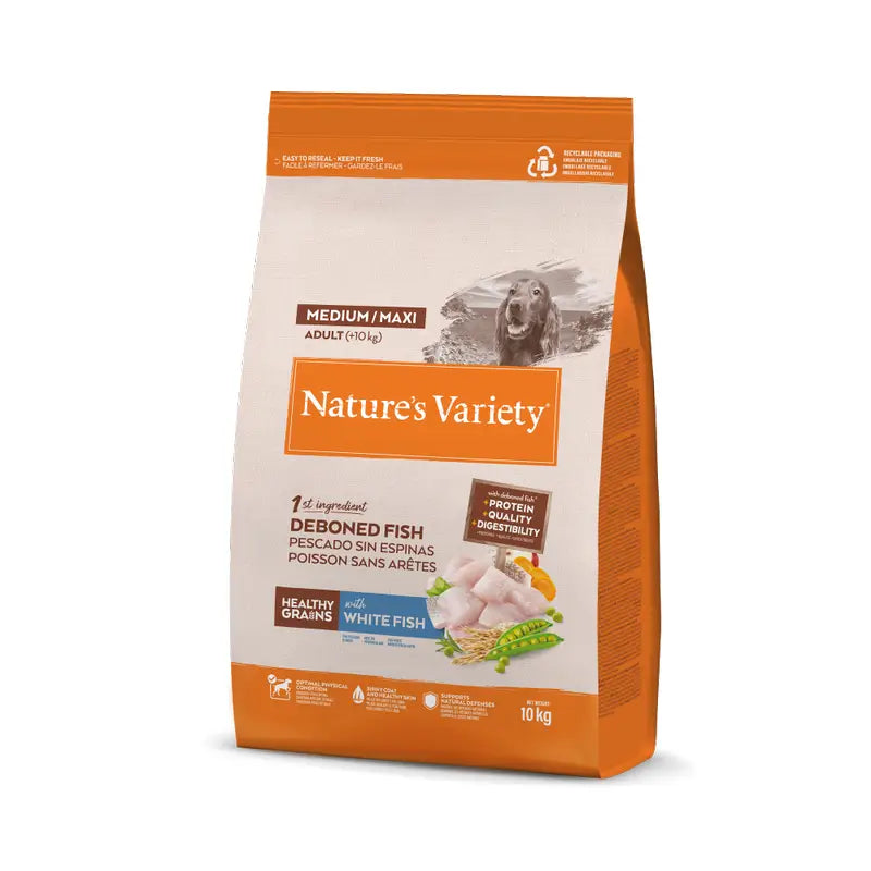 Nature'S Variety Krmivo pre psov, stredná veľkosť, s bielou rybou, prírodné, 10 kg