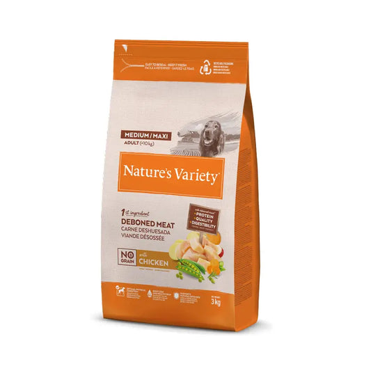 Nature'S Variety Krmivo pre psov, stredná veľkosť, s kuracím mäsom, bez obilnín, prírodné, 3 kg