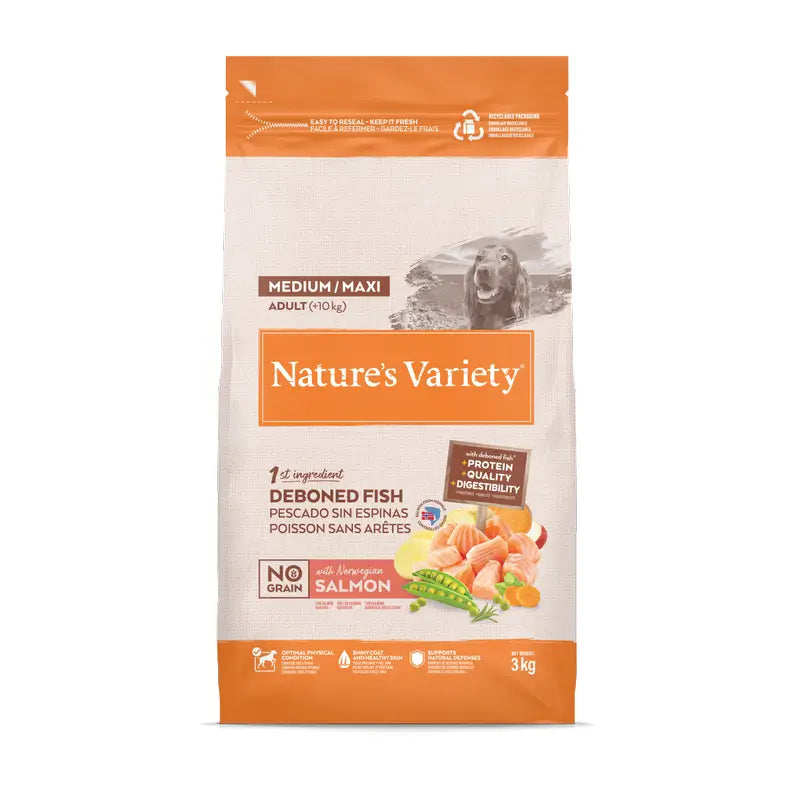 Nature'S Variety Krmivo pre psov, stredná veľkosť, s lososom, prírodné, 3 kg
