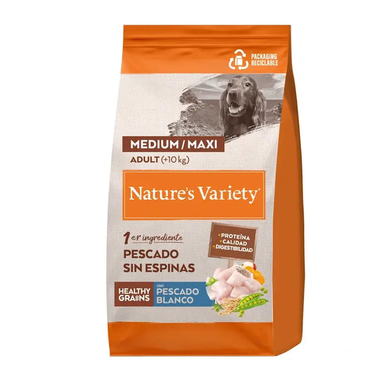 Nature's Variety pre psov strednej veľkosti – biela ryba s obilninami, 12 kg